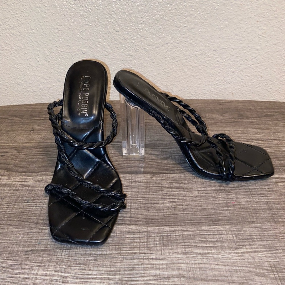 Cape Robbin heels black with clear blocked heel